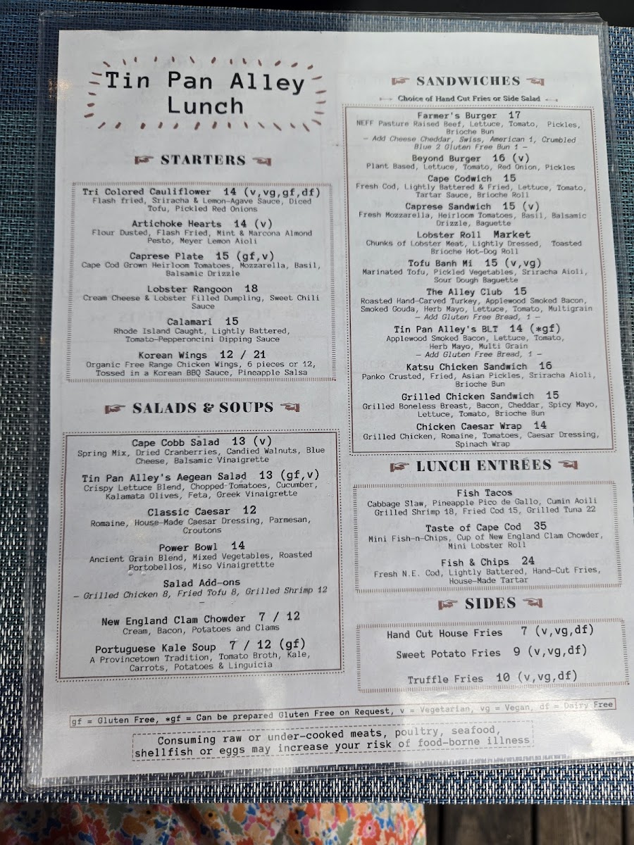 Tin Pan Alley Menu - Image 3